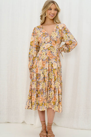 Deanne Midi Dress - Orange/Blue Dresses IRIS MAXI