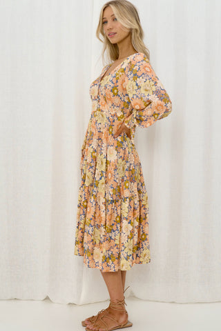 Deanne Midi Dress - Orange/Blue Dresses IRIS MAXI