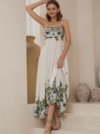 Isla Island Maxi Dress - White/Green Dresses Jaase