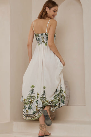 Isla Island Maxi Dress - White/Green Dresses Jaase