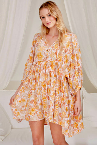 Mabel Midi Dress - Mustard/Burnt Orange/Brown Dresses Jaase