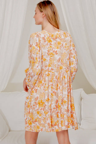 Mabel Midi Dress - Mustard/Burnt Orange/Brown Dresses Jaase