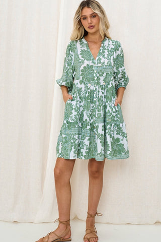 Breanna Mini Dress - Mint/White Dresses Sage Collective