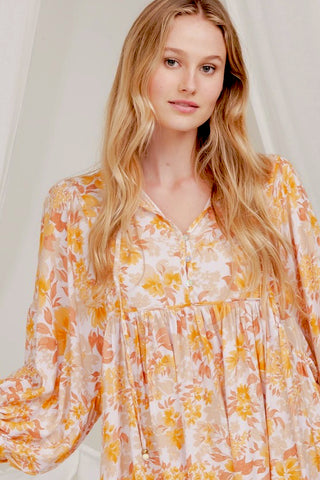 Mabel Midi Dress - Mustard/Burnt Orange/Brown Dresses Jaase