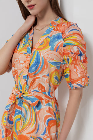 Anastasia Short Dress - Orange/Yellow/Blue - GDS Dresses GDS