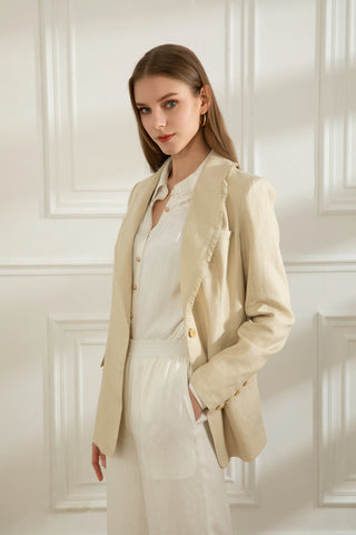 Mabel Linen Blazer - Cream - GDS Outerwear GDS