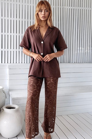 Giselle Lace Pants Brown Set - By Frankie sets By Frankie