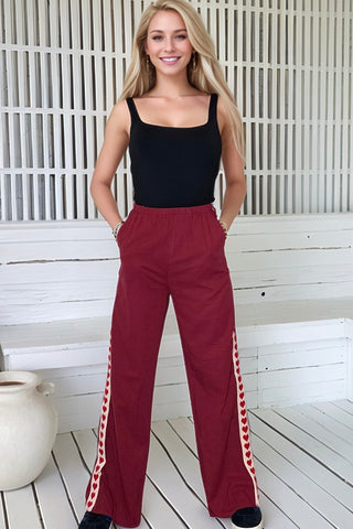 Wine Hearts Racer Pants - By Frankie Bottoms By Frankie