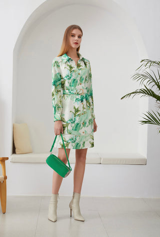 Clare Linen Mini Dress - Green/White Dresses GDS