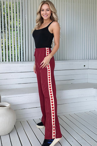 Wine Hearts Racer Pants - By Frankie Bottoms By Frankie