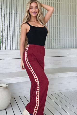 Wine Hearts Racer Pants - By Frankie Bottoms By Frankie