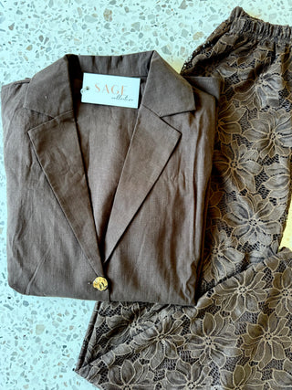 Giselle Lace Pants Brown Set - By Frankie sets By Frankie