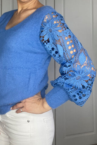 Lara Lace Jumper - Blue Tops Sage Collective