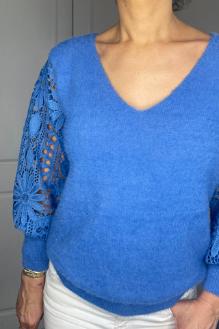 Lara Lace Jumper - Blue Tops Sage Collective