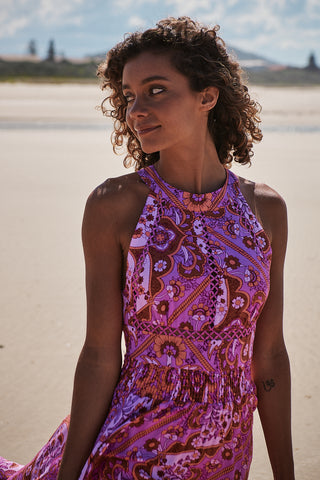 Sheridan Halter-Neck Maxi - Pink/Orange Dresses Jaase