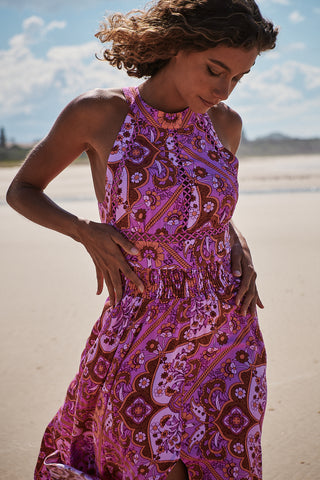 Sheridan Halter-Neck Maxi - Pink/Orange Dresses Jaase