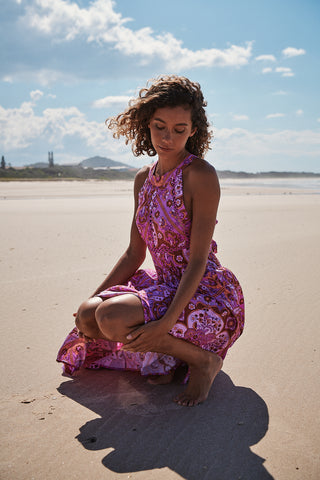 Sheridan Halter-Neck Maxi - Pink/Orange Dresses Jaase