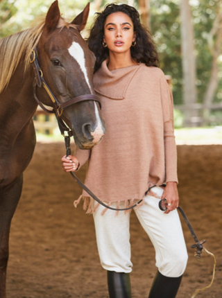 Taylor Tassel Poncho- Beige Tops Sage Collective