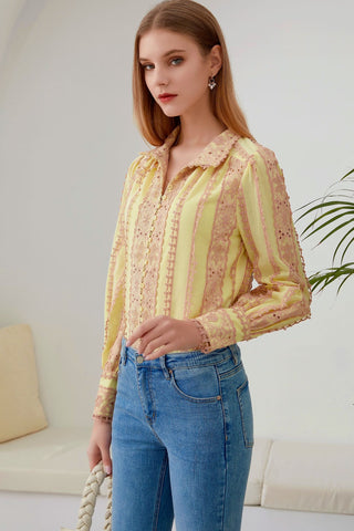 Nala Linen Top - Yellow/Dusty Pink Tops GDS