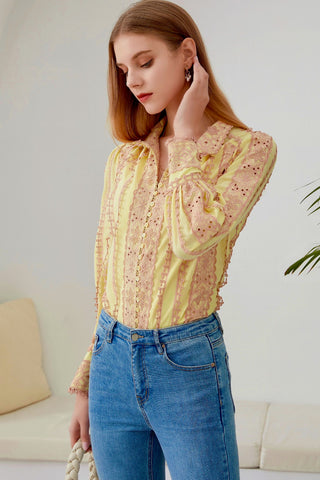 Nala Linen Top - Yellow/Dusty Pink Tops GDS