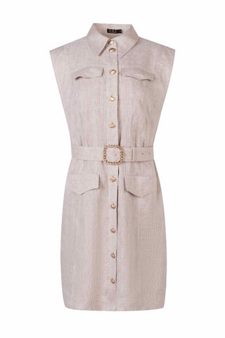 Giselle Linen Mini Dress - French Oak Dresses GDS