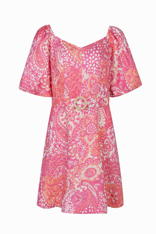 Miranda Midi Linen Dress - Pink/Orange Dresses GDS