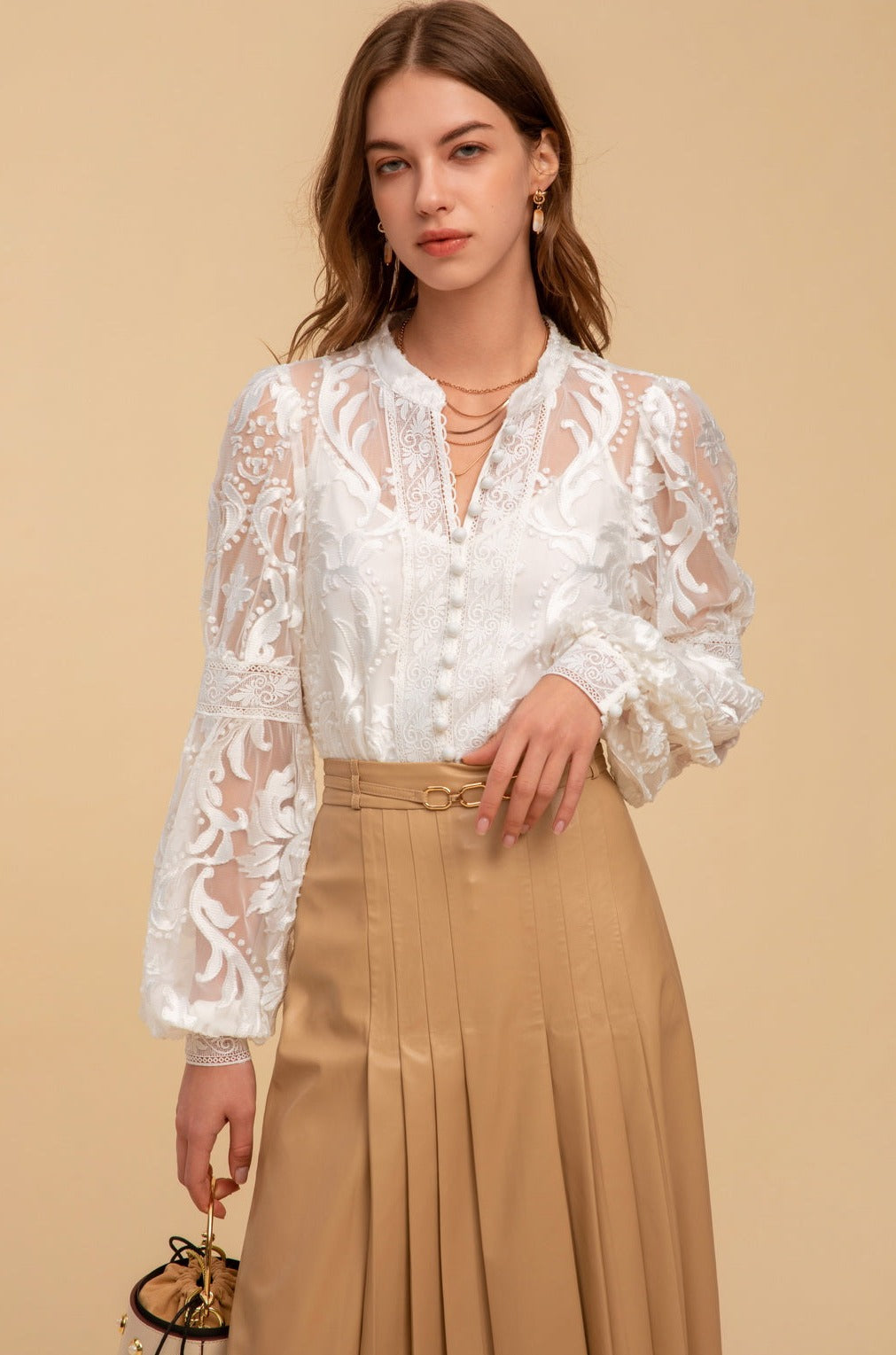 Lila Lace Blouse - White – Sage Collective