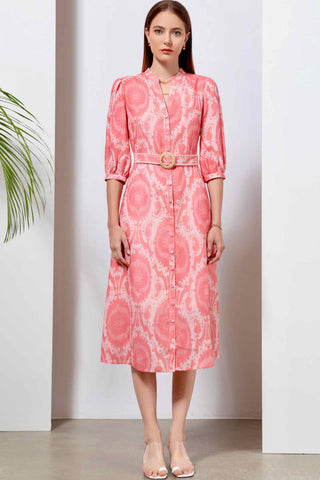 Ada Midi Linen Dress - Pink Dresses GDS