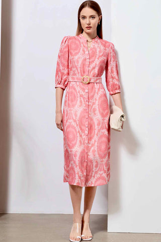 Ada Midi Linen Dress - Pink Dresses GDS