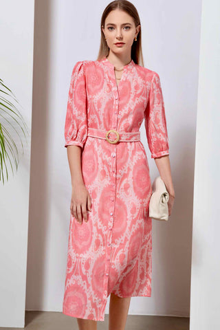 Ada Midi Linen Dress - Pink Dresses GDS