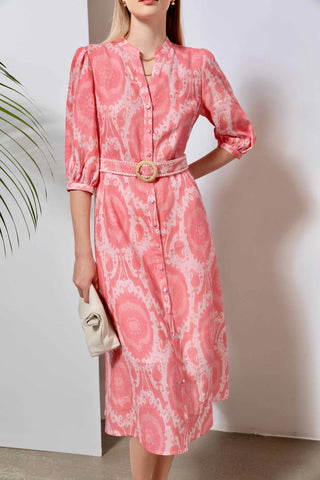 Ada Midi Linen Dress - Pink Dresses GDS