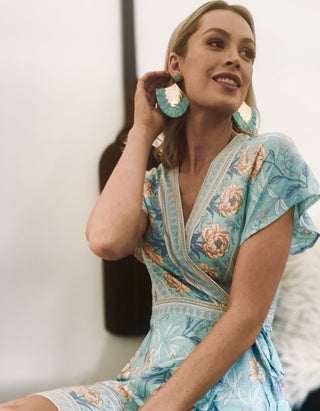 Willow Tassel Earrings - Aqua/Gold accessories Sage Collective