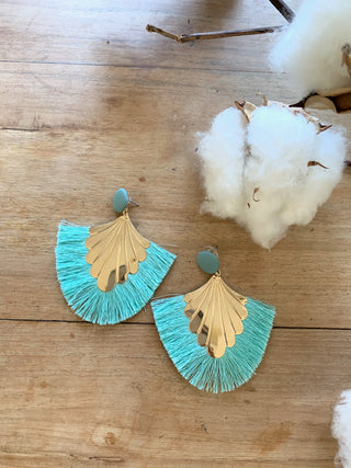 Willow Tassel Earrings - Aqua/Gold accessories Sage Collective