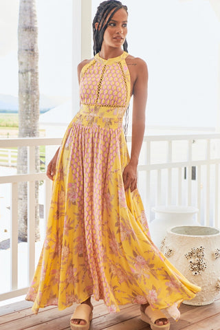 Jada Maxi Dress - Yellow/Pink Dresses Jaase