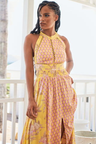 Jada Maxi Dress - Yellow/Pink Dresses Jaase