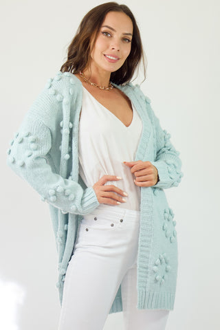 Pom Pom Cardi- Aqua Baby Blue Jumpers Sage Collective