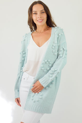 Pom Pom Cardi- Aqua Baby Blue Jumpers Sage Collective