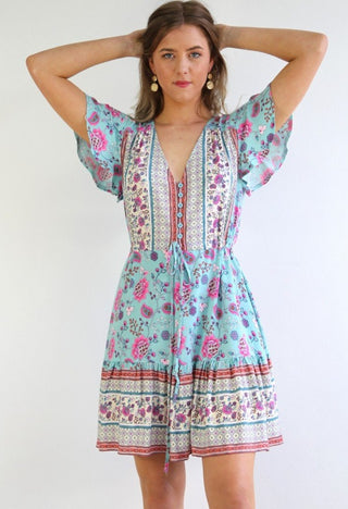 Jamilla Dress- Pink/Aqua Dresses Salty Bright