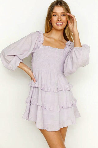 Amy Mini Dress - Lilac/Purple Dresses Indikah