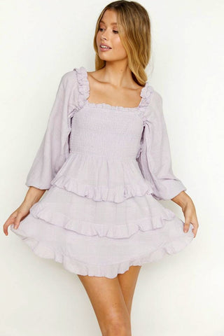 Amy Mini Dress - Lilac/Purple Dresses Indikah