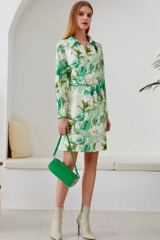 Clare Linen Mini Dress - Green/White Dresses GDS