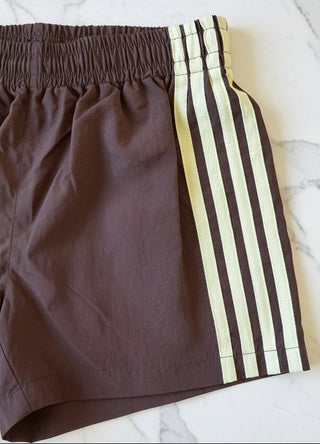 Retro Billy Track Shorts - Brown/Yellow Bottoms Sage Collective