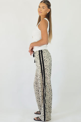 Rina Cream Leopard Racer Pants - By Frankie Bottoms By Frankie