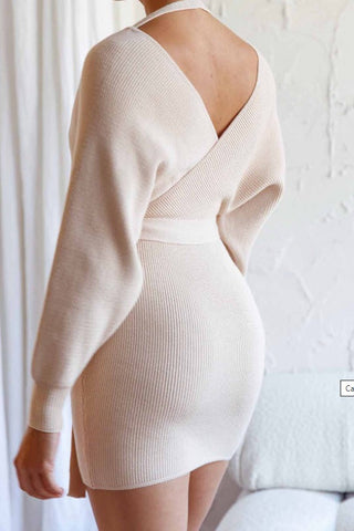 Chloe Knit Dress - Beige Dresses Sage Collective   