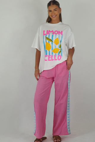 Pink & Blue Hearts Racer Pants - By Frankie Bottoms By Frankie