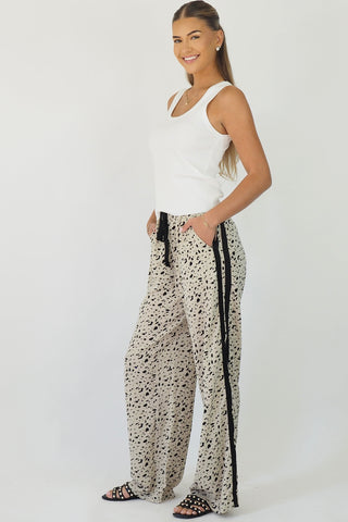 Rina Cream Leopard Racer Pants - By Frankie Bottoms By Frankie