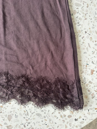 Brown Tee With Lace Trim - By Frankie TOPS By Frankie