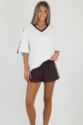 Retro Billy Track Shorts - Brown/Pink Bottoms Sage Collective