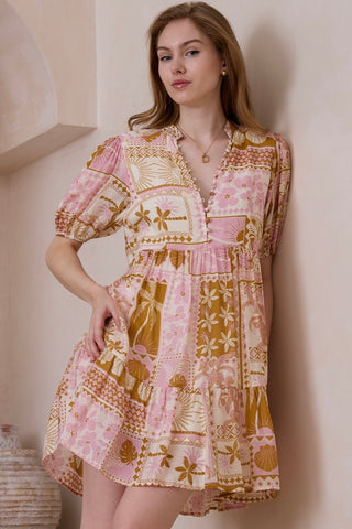 Lena Baby Doll Mini Dress - Pink Dresses IRIS MAXI