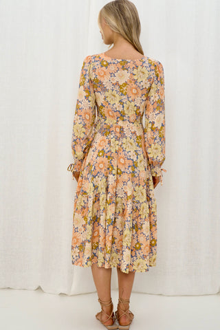 Deanne Midi Dress - Orange/Blue Dresses IRIS MAXI   